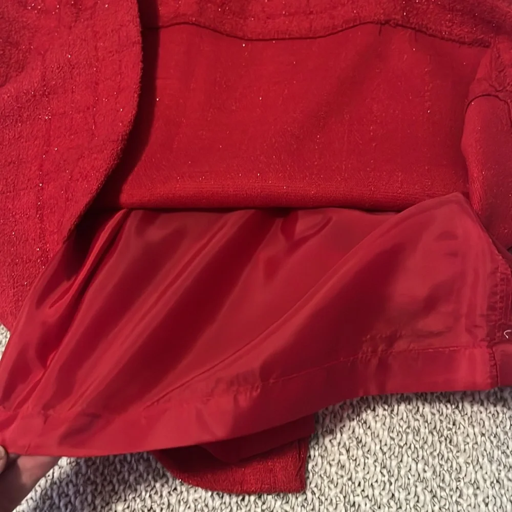 Kasper Women’s Petite Shimmer Red Skirt & Blazer Jacket Set Suit Sz 4P